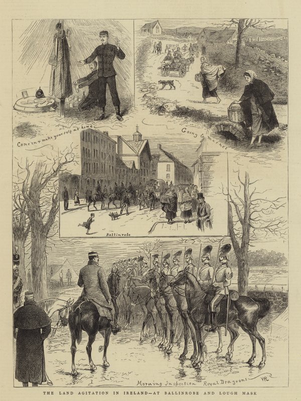 De Landagitaties in Ierland, bij Ballinrobe en Lough Mask door William Ralston