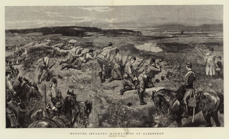 Gemotoriseerde Infanterie manoeuvreert in Aldershot door William Small