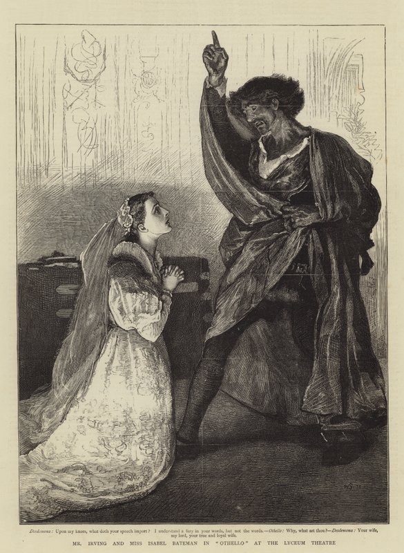 Mr. Irving en Miss Isabel Bateman in Othello in het Lyceum Theatre door William Small