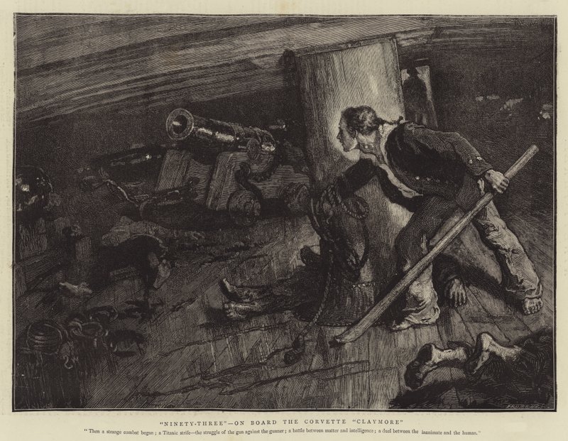 Drieënnegentig, aan boord van de korvet Claymore door William Small