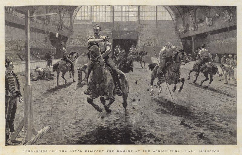 Repetitie voor het Koninklijk Militair Toernooi in de Agricultural Hall, Islington door William Small
