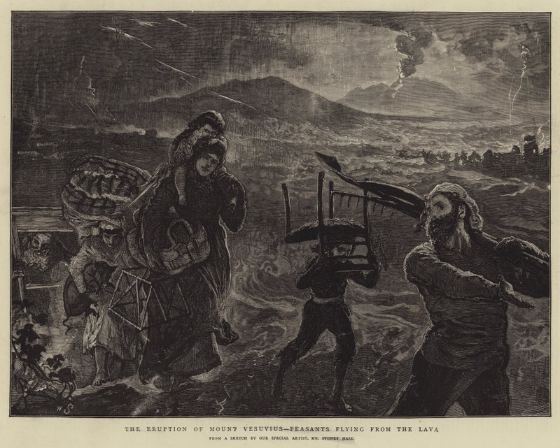De Uitbarsting van de Vesuvius, Boeren vluchten voor de Lava door William Small