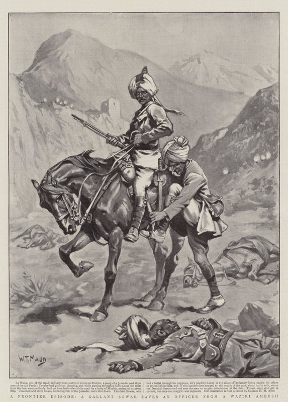 Een Grens Episode, een Dappere Sowar redt een Officier van een Waziri Hinderlaag door William T. Maud