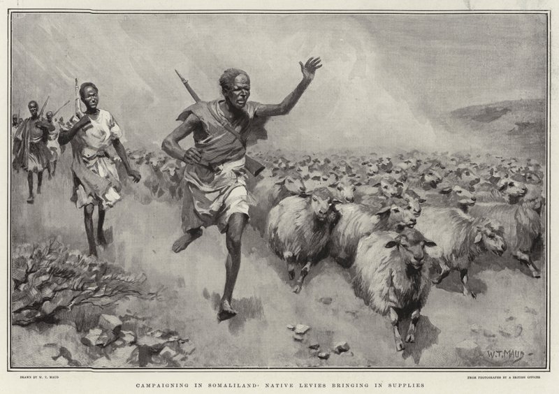 Campagne in Somaliland, inheemse troepen brengen voorraden binnen door William T. Maud