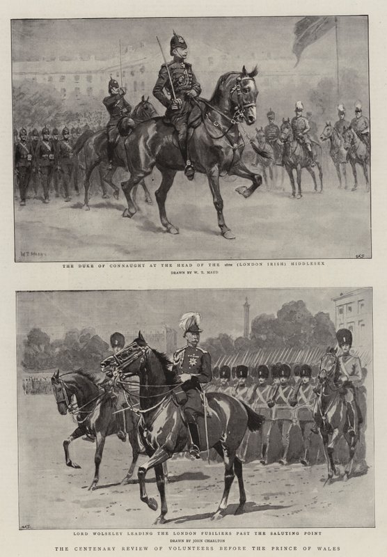 De Eeuwfeestparade van Vrijwilligers voor de Prins van Wales door William T. Maud