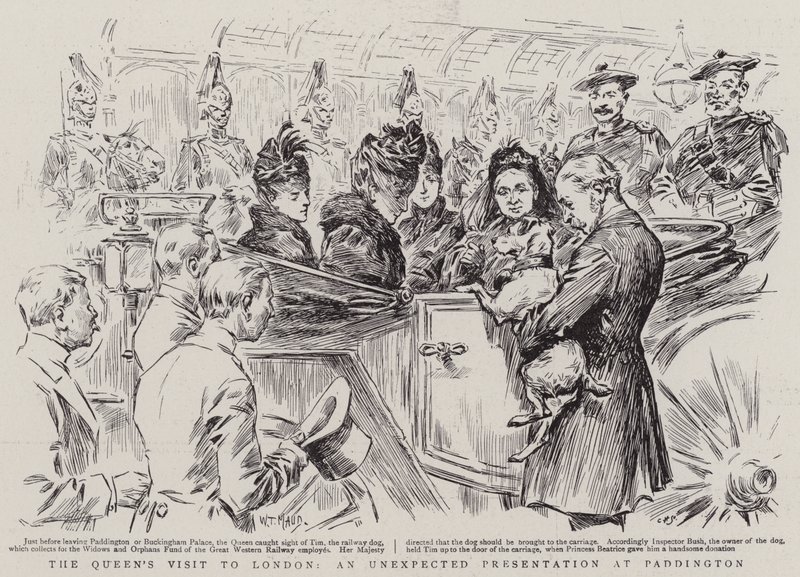 Het Bezoek van de Koningin aan Londen, een Onverwachte Presentatie op Paddington door William T. Maud