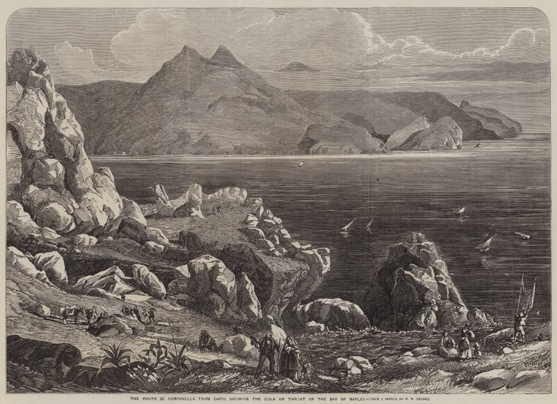 De Punto di Campanella, vanaf Capri, met zicht op de Gola of keel van de baai van Napels door William Wood Deane