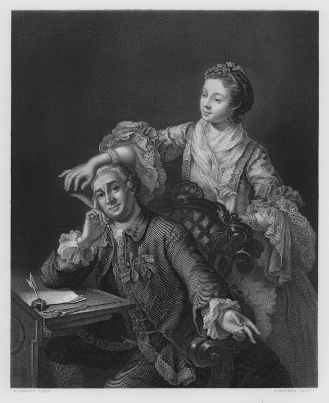 Garrick en zijn vrouw (gravure) door William (after) Hogarth