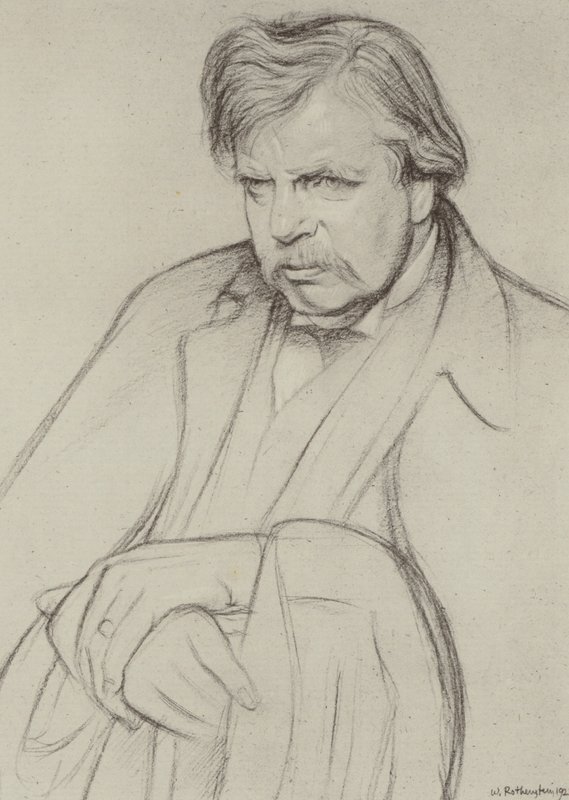 G K Chesterton (litho) door William (after) Rothenstein