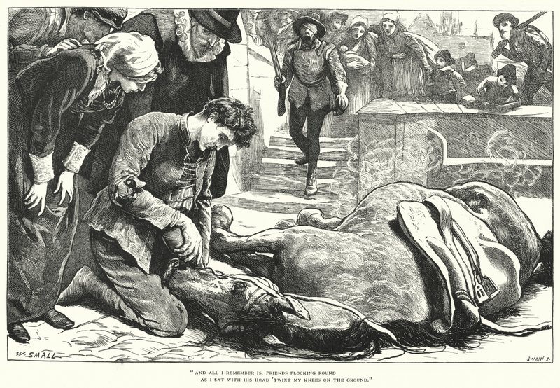 Hoe ze het goede nieuws van Gent naar Aken brachten (gravure) door William (after) Small