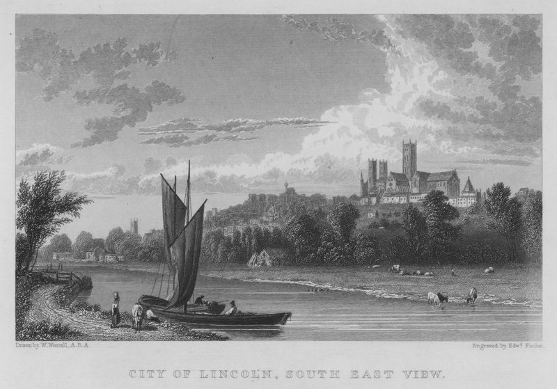 Stad Lincoln, Zuidoostelijk uitzicht door William (after) Westall