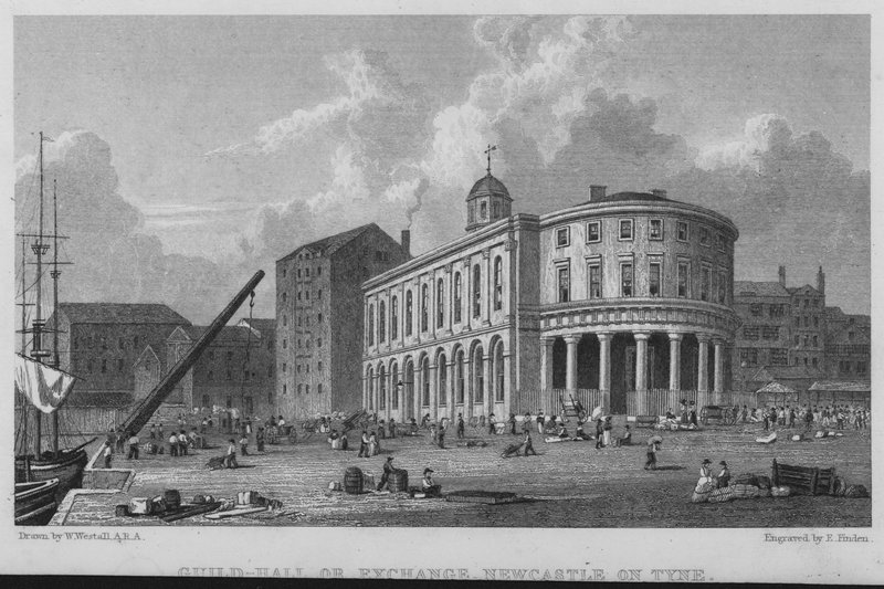 Gildehal of Beurs, Newcastle upon Tyne (gravure) door William (after) Westall