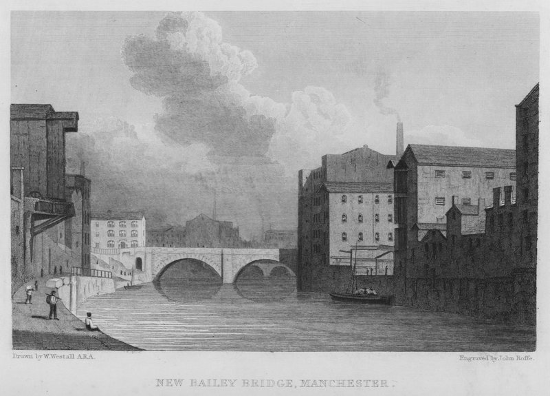Nieuwe Bailey-brug, Manchester door William (after) Westall