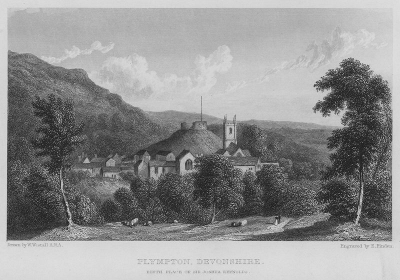 Plympton, Devonshire, Geboorteplaats van Sir Joshua Reynolds (gravure) door William (after) Westall