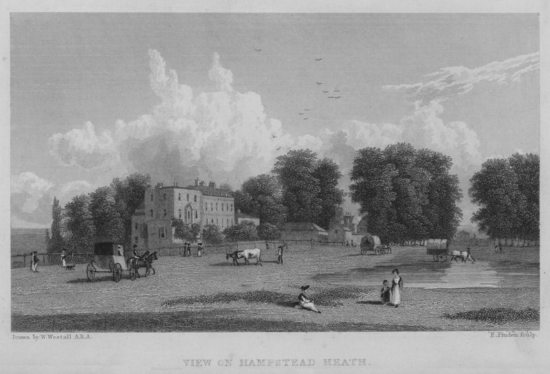 Uitzicht op Hampstead Heath (gravure) door William (after) Westall
