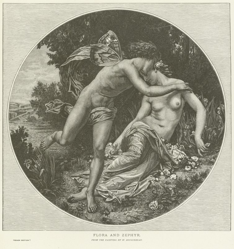 Flora en Zephyr door William Adolphe Bouguereau