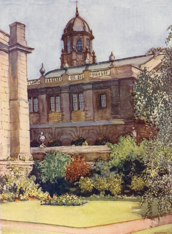 Sheldonian Theatre en Bodleian Library vanuit de tuin van de rector, Exeter College door William Ainsworth Wildman