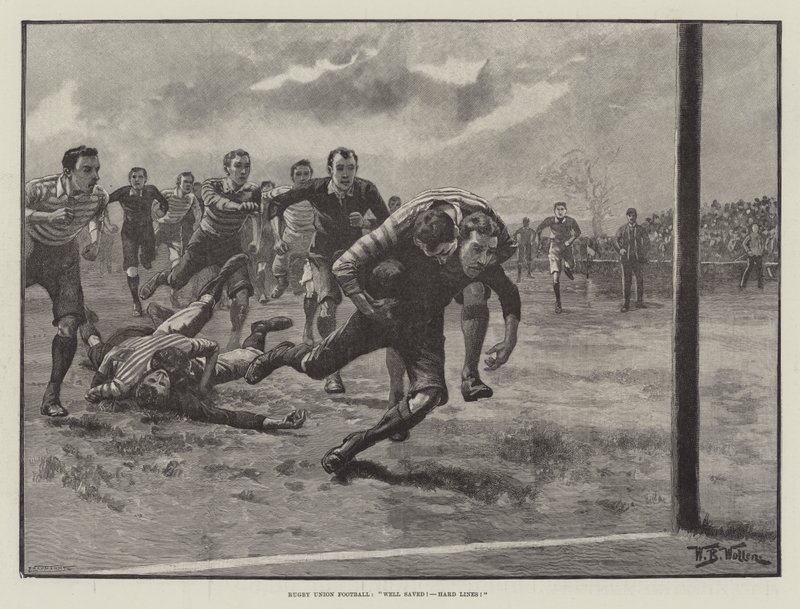 Rugby Union Football, Goed Gered! Pech! door William Barnes Wollen