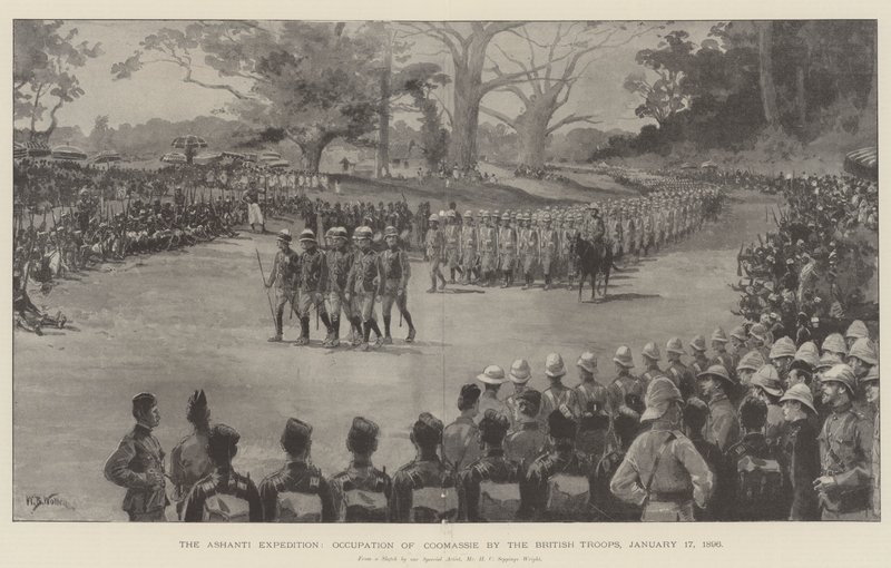 De Ashanti-expeditie, bezetting van Coomassie door de Britse troepen, 17 januari 1896 door William Barnes Wollen