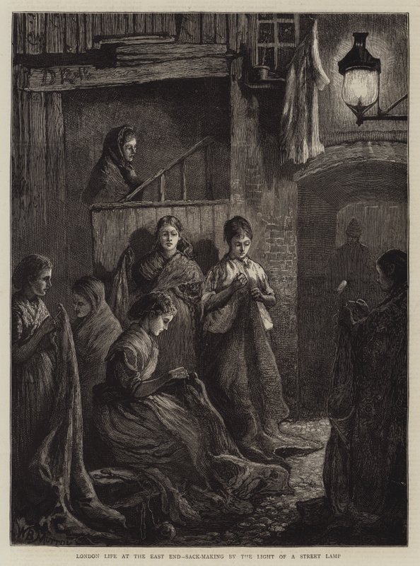Londens Leven in het Oostelijke Einde, Zakmaken bij het Licht van een Straatlantaarn door William Bazett Murray