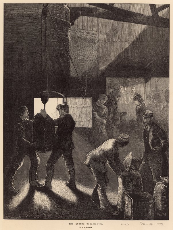 De tabakspijp van de koningin (gravure) door William Bazett Murray