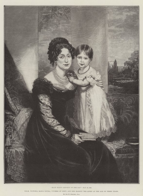 HRH Victoria Maria Louisa, Hertogin van Kent, en Hare Majesteit de Koningin op Driejarige Leeftijd door William Beechey