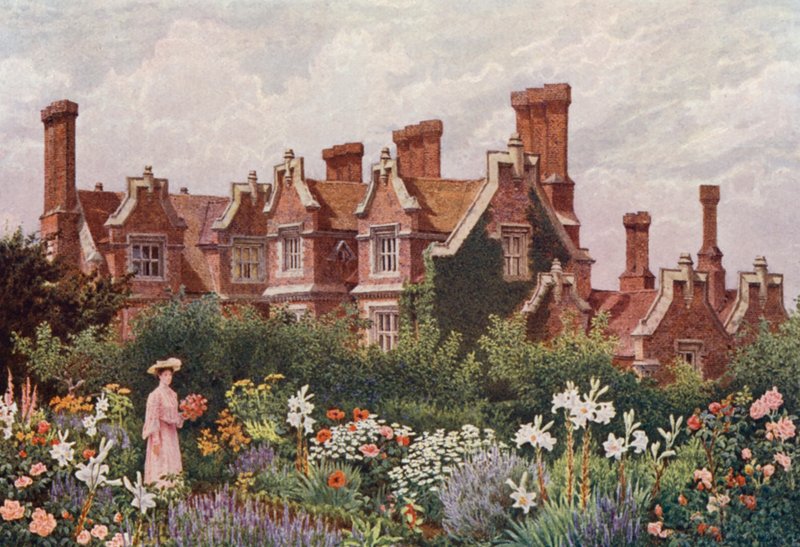 Hollingbourne Manor vanuit de Bovenste Tuin door William Biscombe Gardner