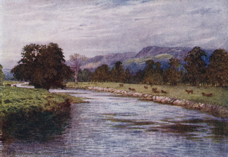 Aan de Derwent, Chatsworth Park (kleur litho) door William Biscombe Gardner