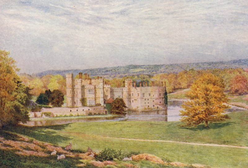 Lente, Kasteel Leeds vanuit het zuidoosten door William Biscombe Gardner
