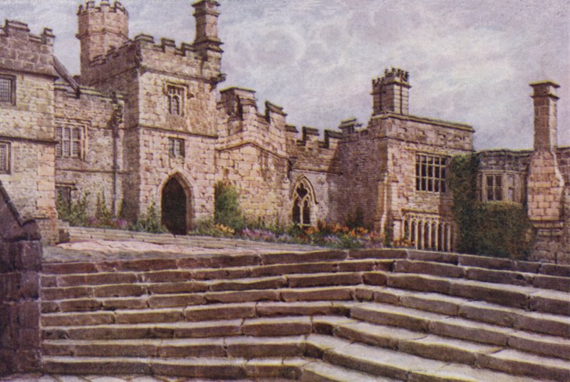 De lagere binnenplaats, Haddon Hall door William Biscombe Gardner