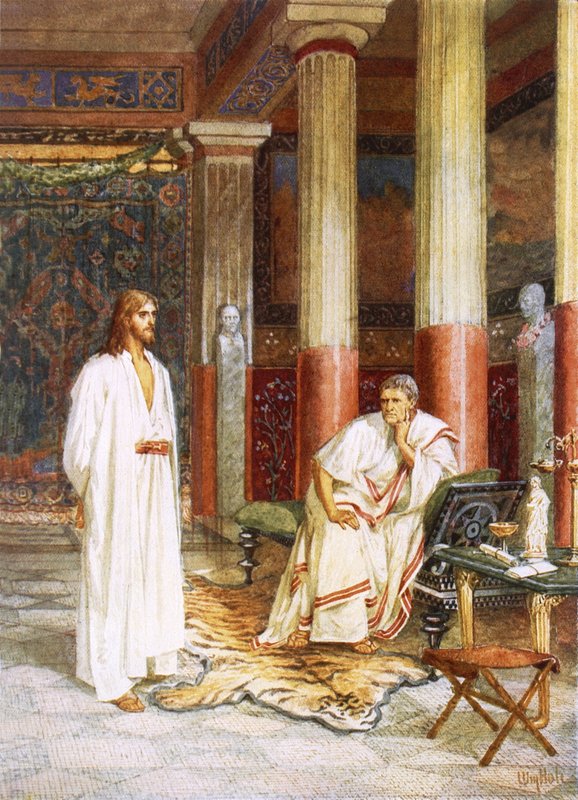 Jezus wordt privé geïnterviewd door Pontius Pilatus door William Brassey Hole