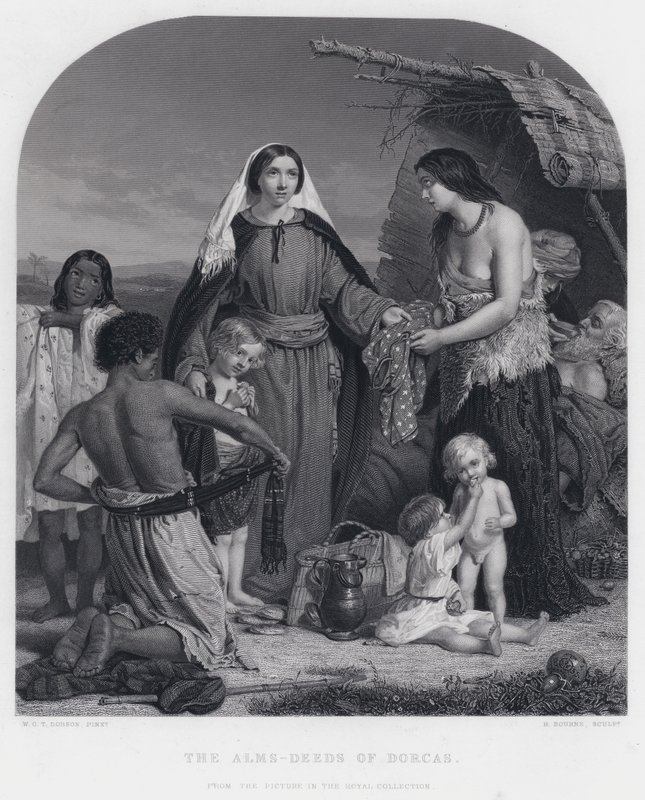 De Liefdadigheidsdaden van Dorcas door William Charles Thomas (after) Dobson