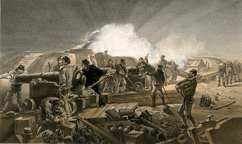 Een hete nacht in de Batterijen door William Crimea Simpson