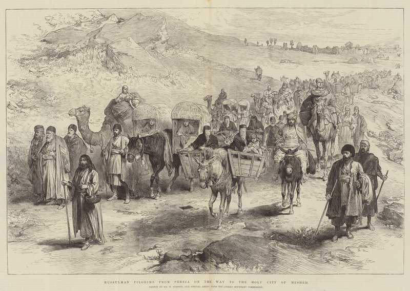 Mussulman Pelgrims uit Perzië op weg naar de Heilige Stad Meshed door William Crimea Simpson