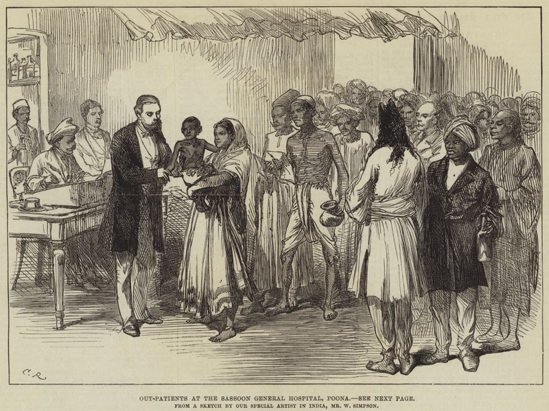 Poliklinische patiënten in het Sassoon General Hospital, Poona door William Crimea Simpson