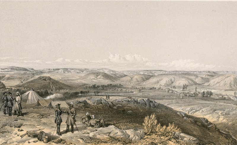 Vallei van de Tchernaya, kijkend naar het noorden door William Crimea Simpson
