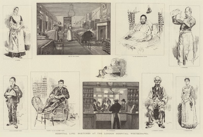 Ziekenhuisleven, schetsen in het London Hospital, Whitechapel door William Douglas Almond