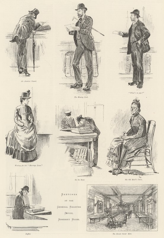 Schetsen bij het Algemeen Registerkantoor, Somerset House door William Douglas Almond
