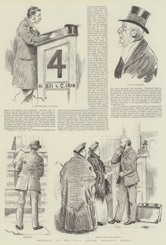 Schetsen bij het Testamentkantoor, Somerset House door William Douglas Almond