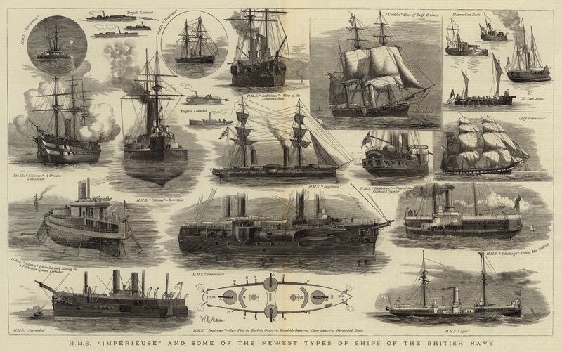 HMS Imperieuse en enkele van de nieuwste typen schepen van de Britse marine door William Edward Atkins