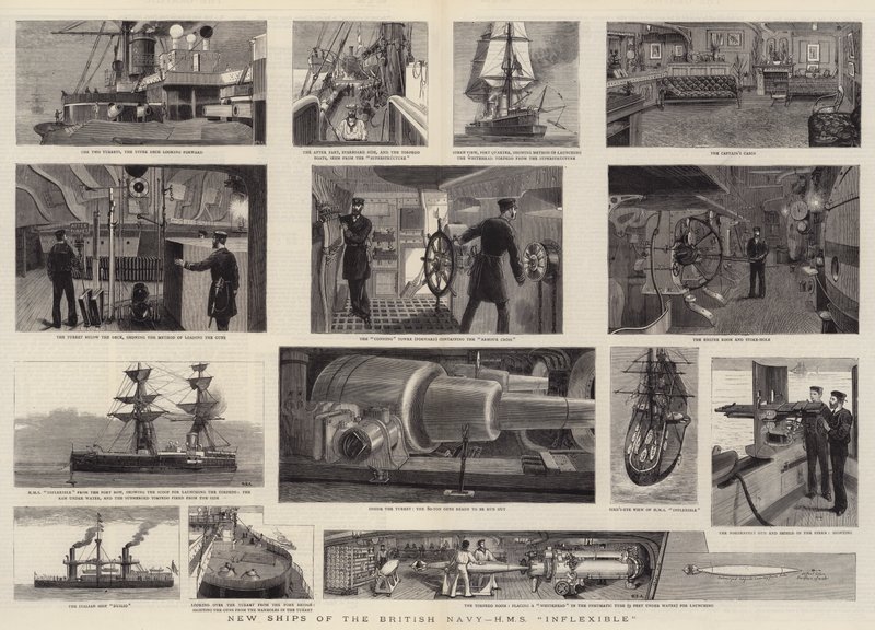 Nieuwe Schepen van de Britse Marine, HMS Inflexible door William Edward Atkins