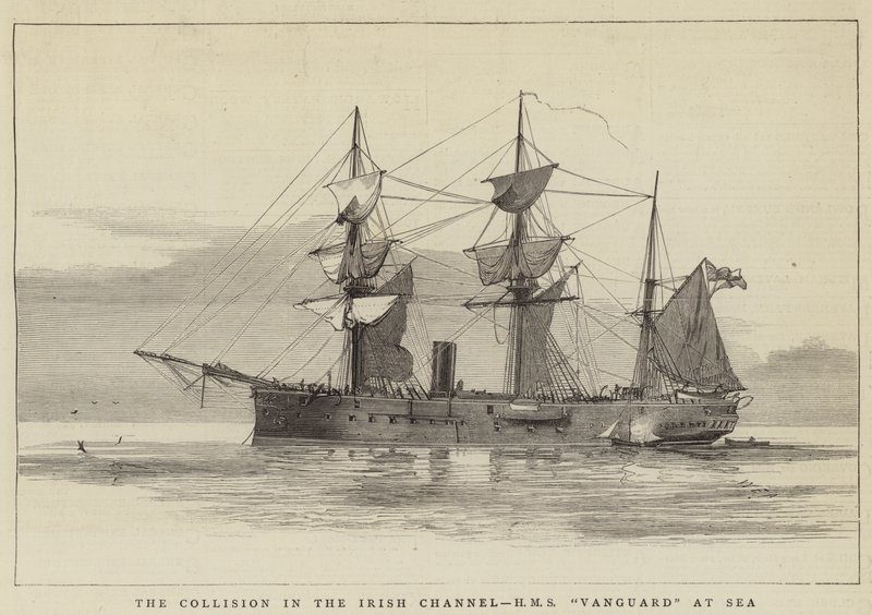 De Botsing in het Ierse Kanaal, HMS Vanguard op Zee door William Edward Atkins