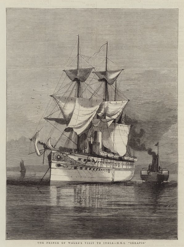 Het Bezoek van de Prins van Wales aan India, HMS Serapis door William Edward Atkins