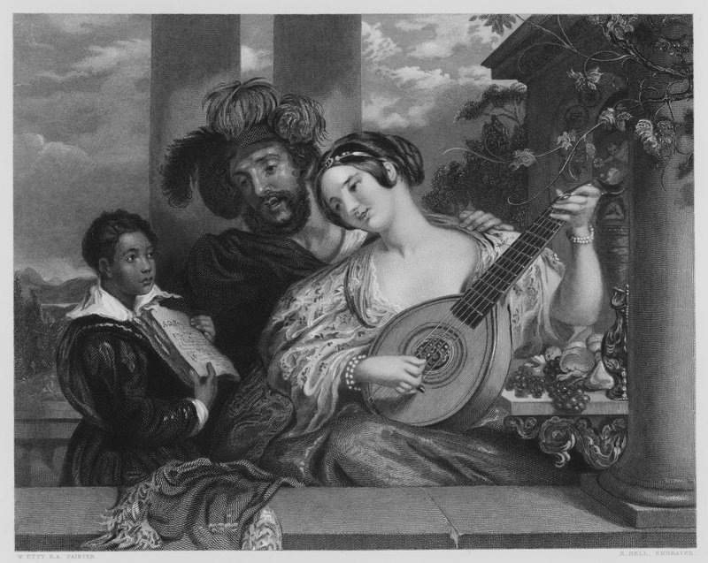 Het Duet, uit het schilderij in de Vernon Gallery (gravure) door William Etty