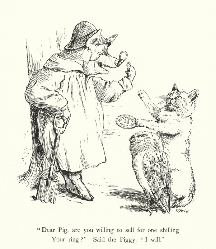 De uil en de poes (gravure) door William Foster
