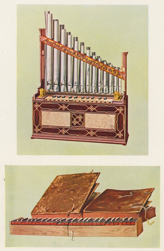 Muziekinstrumenten: Draagbaar orgel en Bijbelregaal door William Gibb