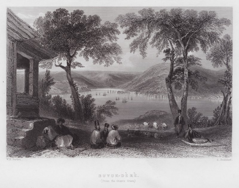 Buyuk-Dere, vanaf het graf van de reus (gravure) door William H. Bartlett