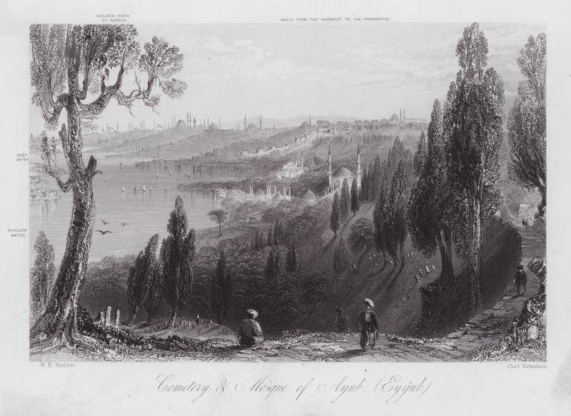 Begraafplaats en moskee van Ayub, Eyyub (gravure) door William H. Bartlett