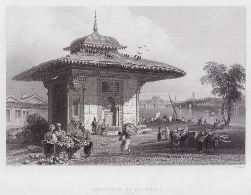 Fontein in Scutari (gravure) door William H. Bartlett