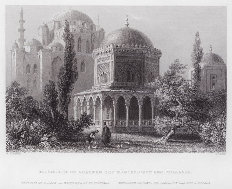 Mausoleum van Solyman de Magnifieke en Roxalana (gravure) door William H. Bartlett